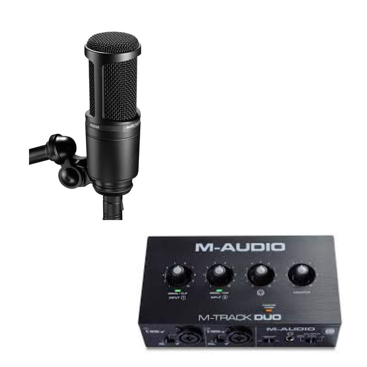Pack Microfono Condensador Audio Technica At2020 + Interfaz M-Audio Duo