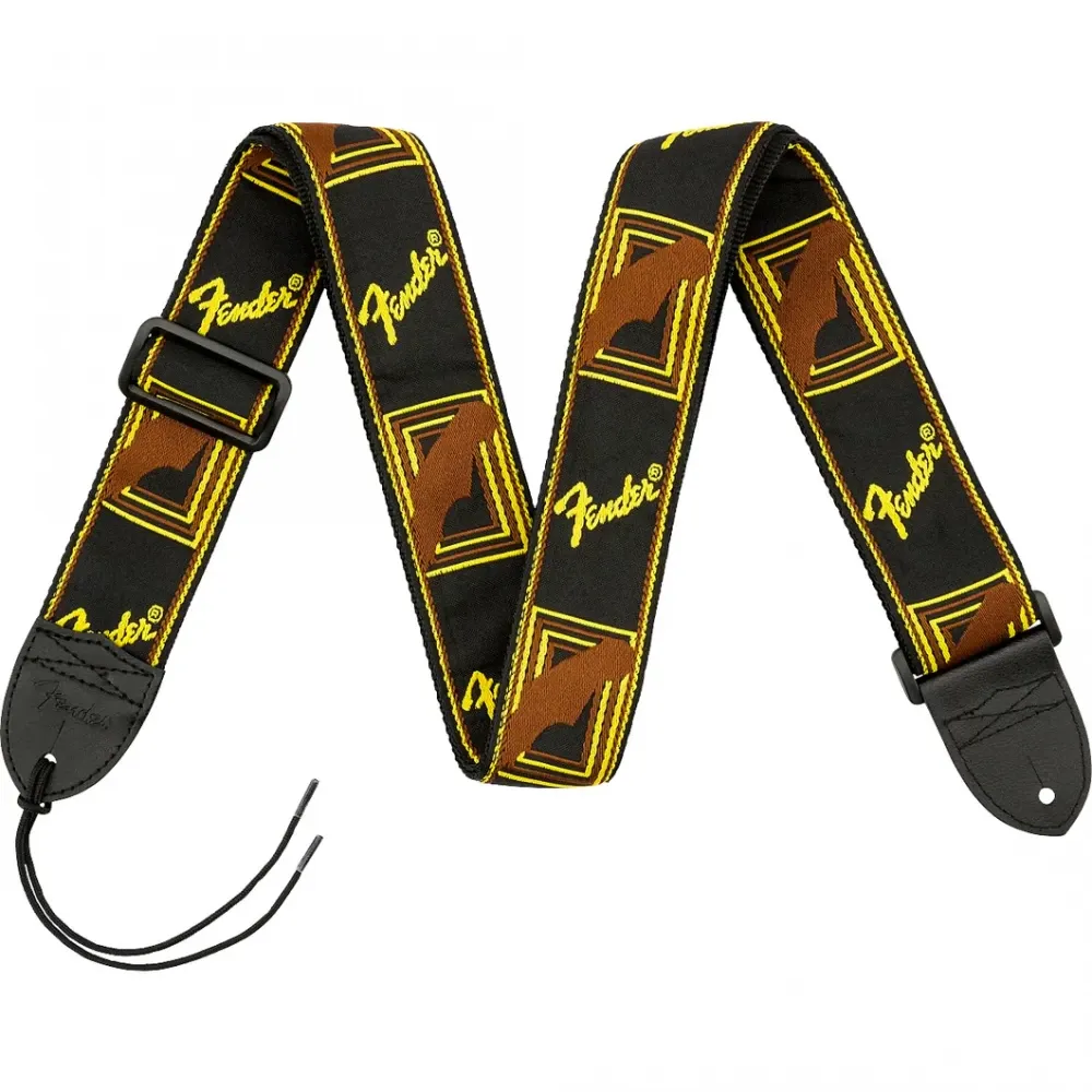 Correa Para Electrica Fender 2 Monogram Negro, Marron Y Amarillo