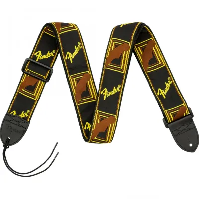 Correa Para Electrica Fender 2 Monogram Negro, Marron Y Amarillo