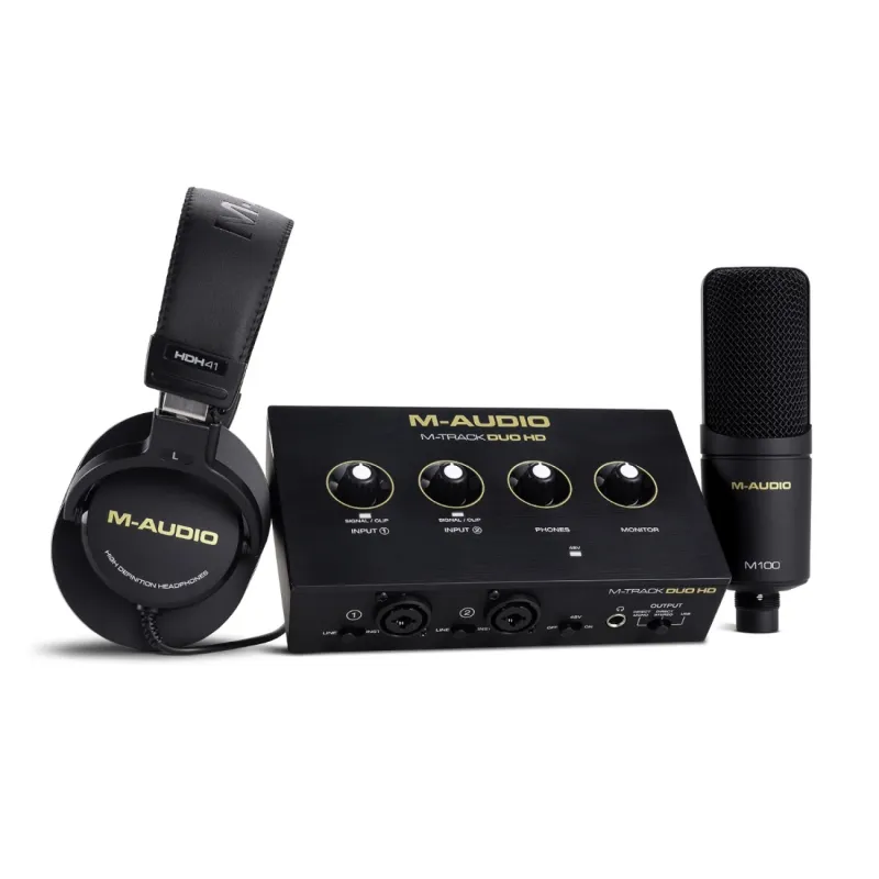 Interfaz De Audio M-audio M-track Duo Hd Pack + Microfono + Auriculares