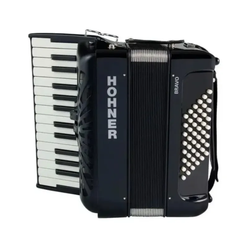 Acordeon Hohner Bravo Ii 48 Bajos Black C/ Estuche