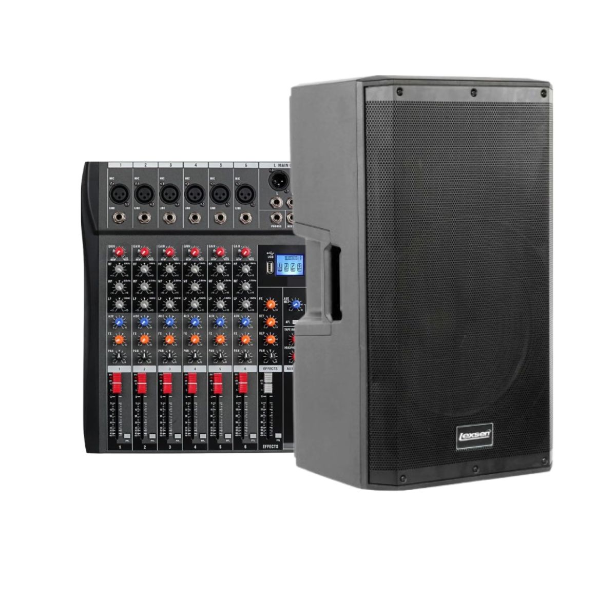 Pack de Cajas Activas Lexsen Pro Psf15ahbt + Consola DUX  SQ600S