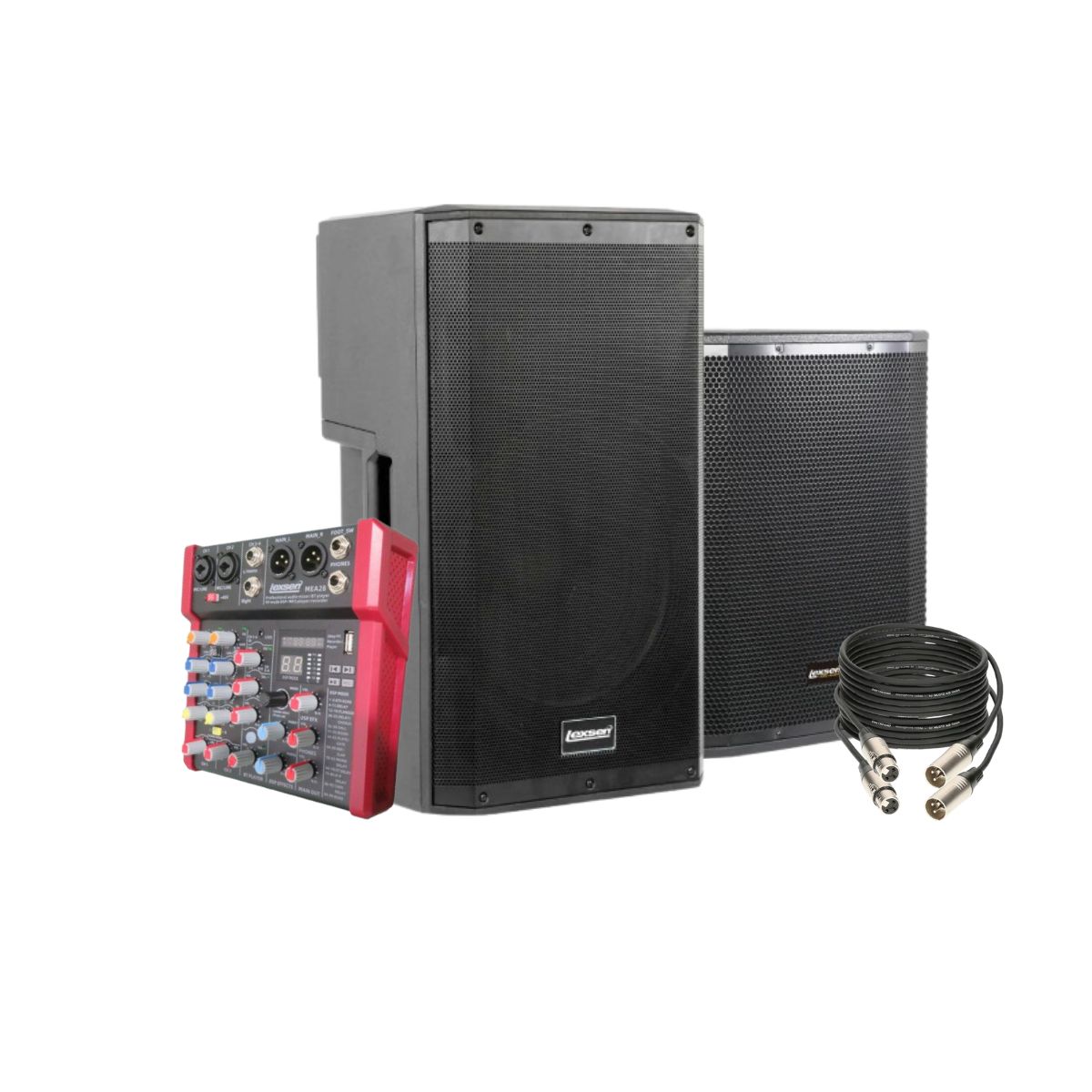 Pack de Cajas Activas y Subwoofers Lexsen Pro + Consola Lexsen MEA28 + Cable de regalo