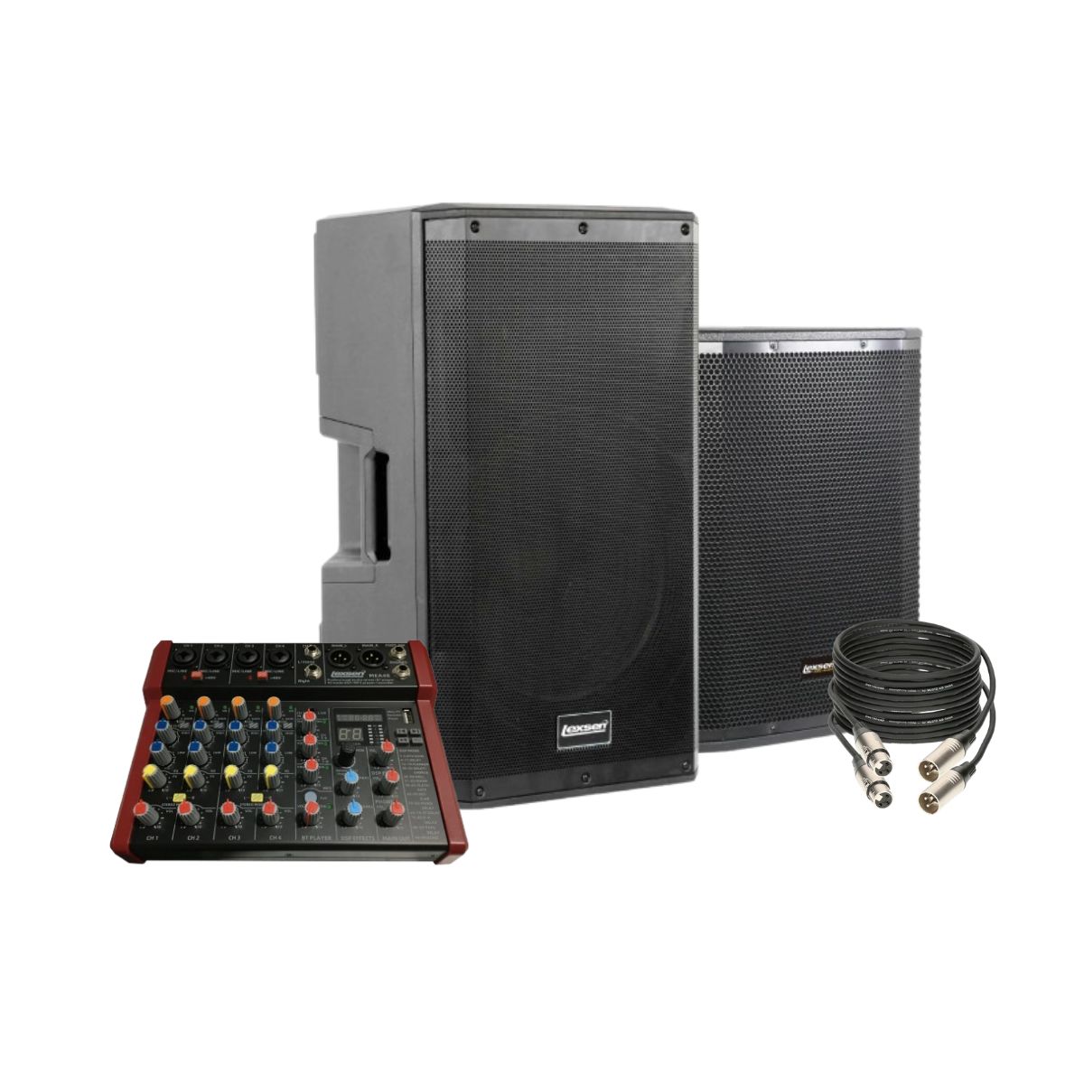 Pack de Cajas Activas y Subwoofers Lexsen Pro + Consola Lexsen MEA48 + Cable de regalo