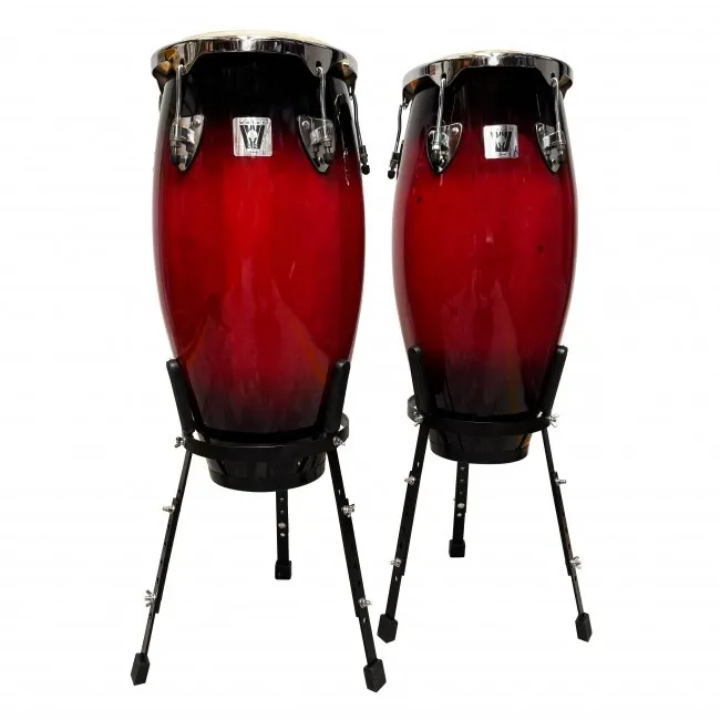 Par de Congas de 10 y 11 Pulgadas Cherry Sun Burst Con Soporte