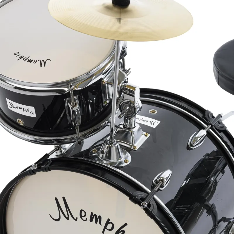 Bateria Infantil Memphis Negra 3 Cuerpos