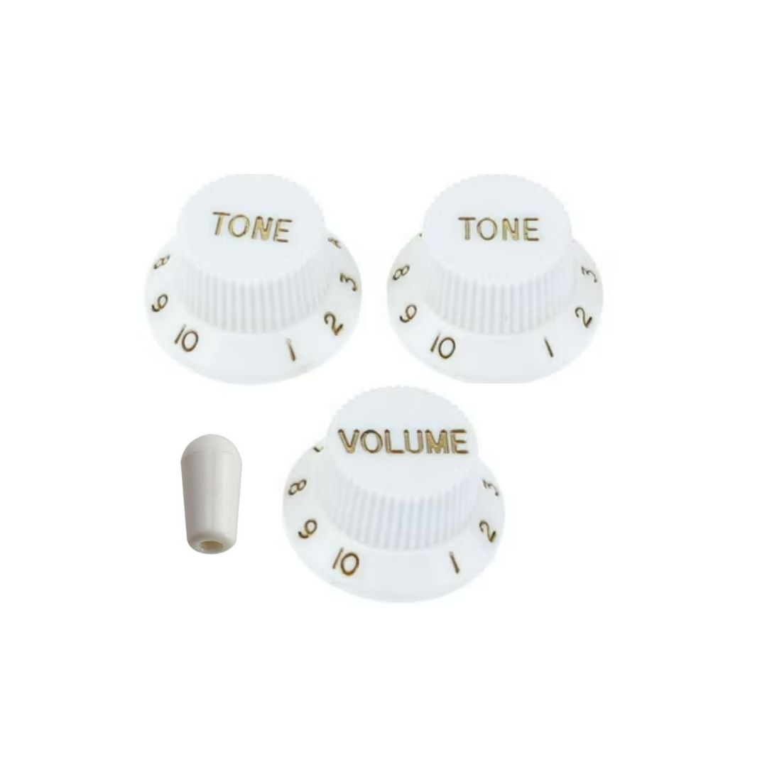 Pack De Perilla De Guitarra De Plástico Volume y Tone Blanco