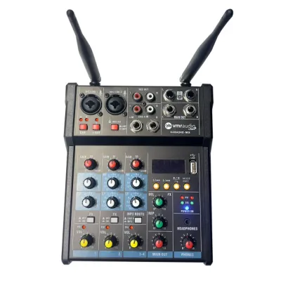 Mixer para karaoke con microfonos inalambricos integrados y USB