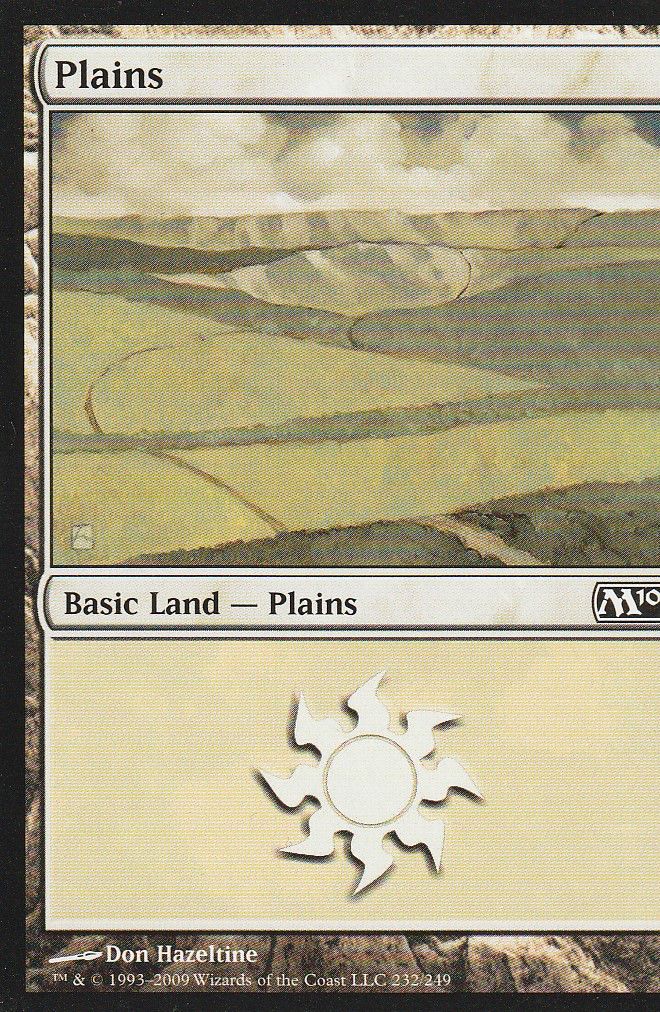 A scan of a Plain Land from Magic the Gathering.