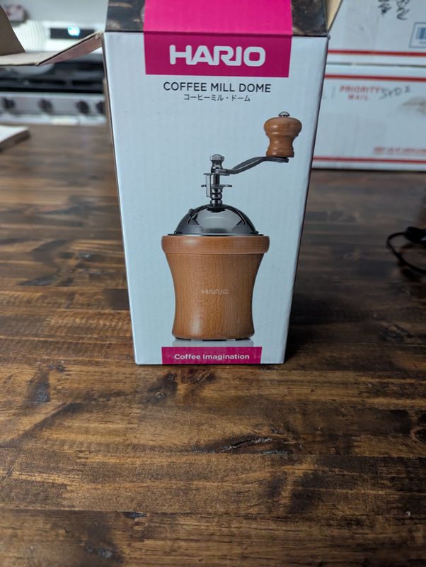 Box for the coffee mill in the listing.