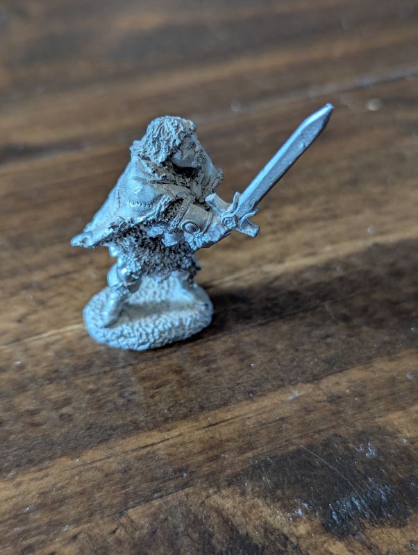 Warrior or Barbarian unpainted miniature.