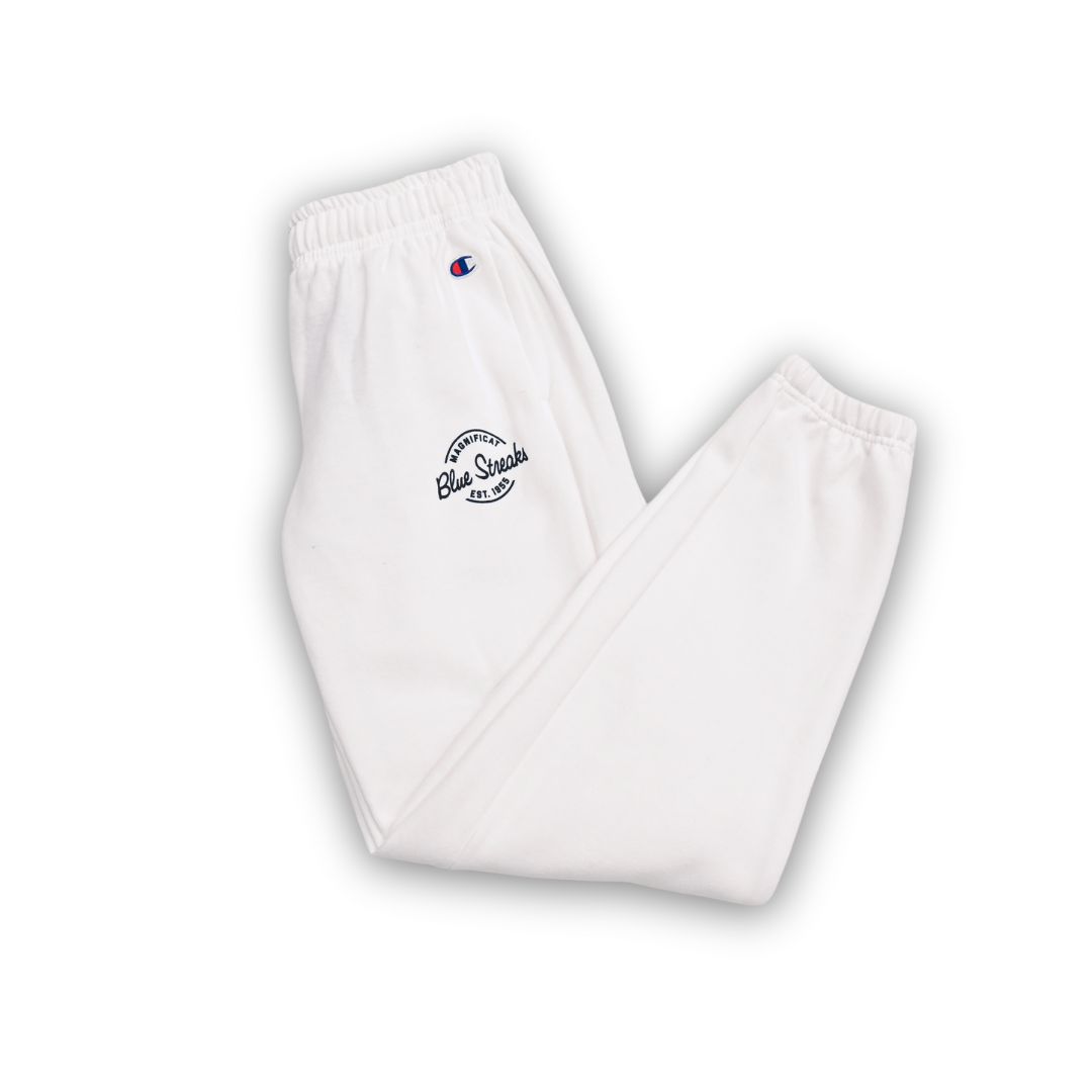 W PB Fleece Pant - White w/navy logo, Size: EXTRA SMALL