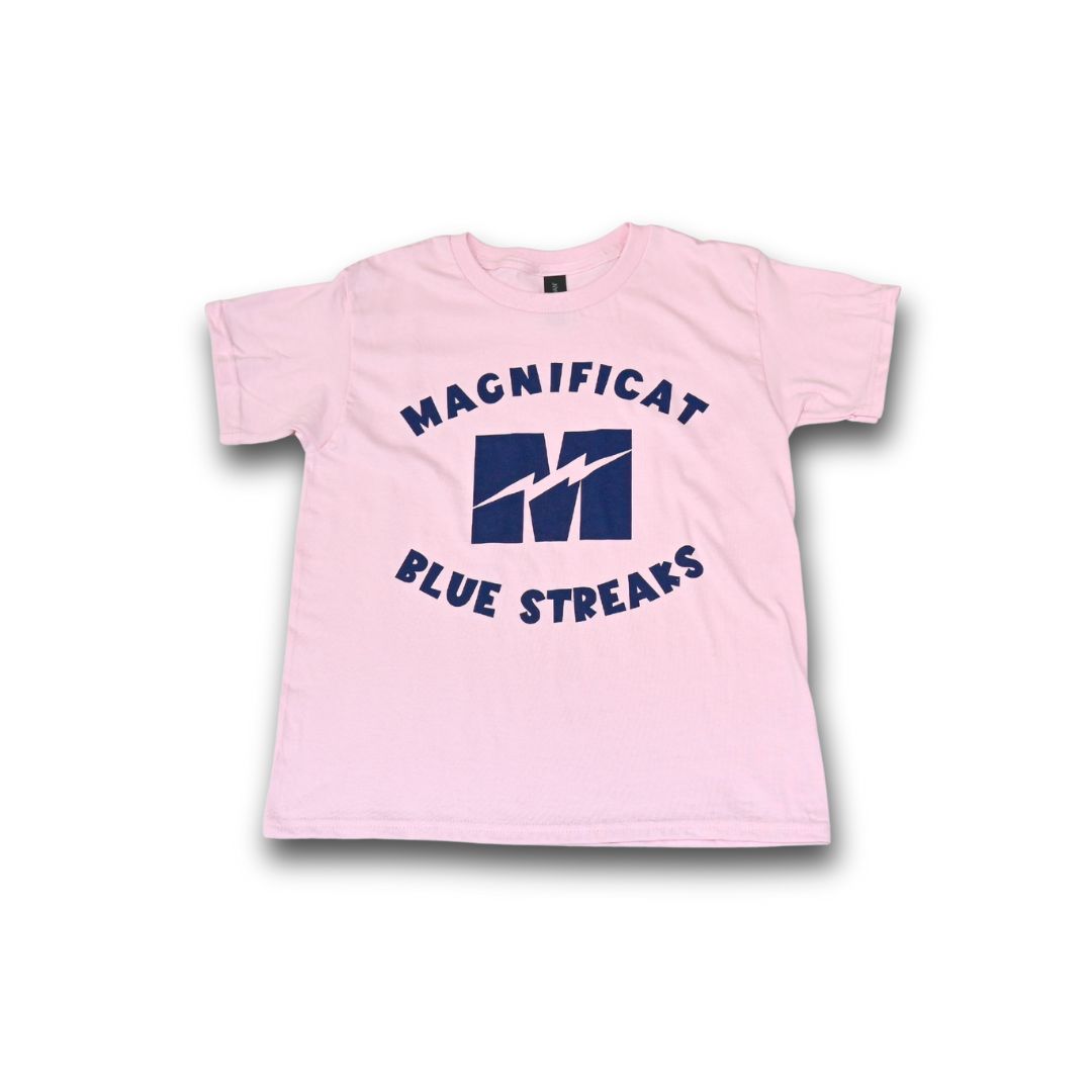 Magnificat Blue Streaks Youth T-Shirt, Color: Light Pink, Size: xsmall