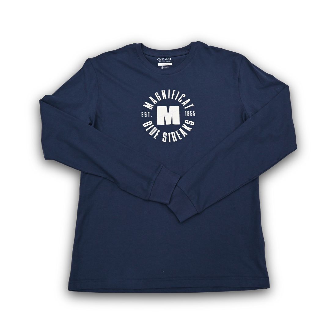 Blue Streaks Long Sleeve T-Shirt, Color: navy, Size: small