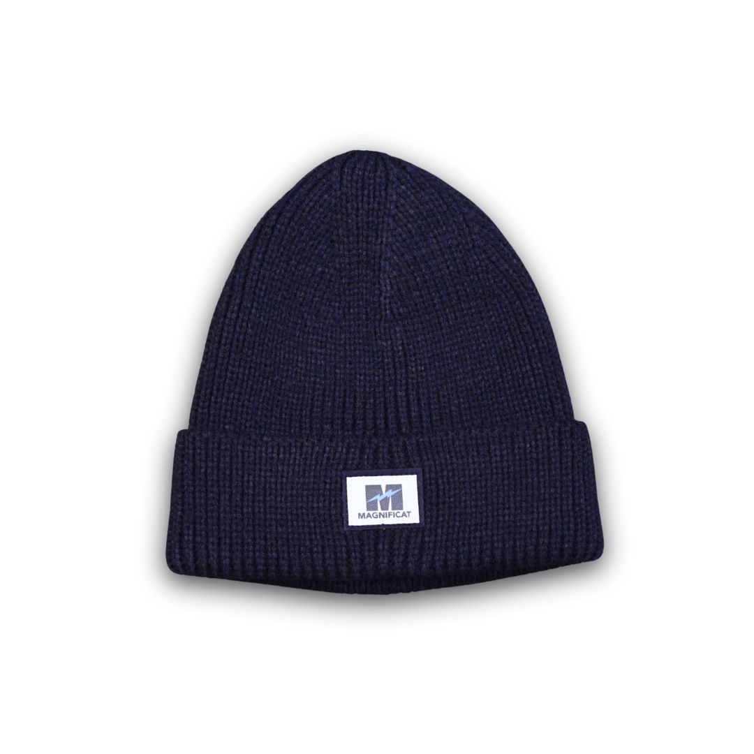 Ribbed Beanie Hat M/Patch, Color: Navy