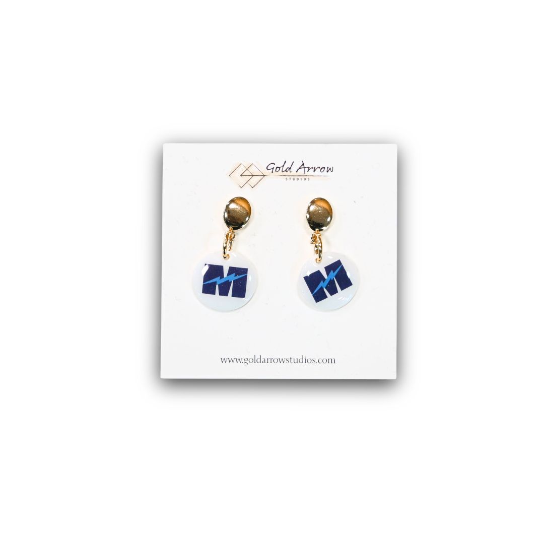 M Round Dangle Earrings, Color: White