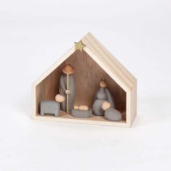 Concrete/Wood Nativity Set