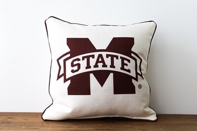 Maroon M-State Logo Pillow + Maroon Piping