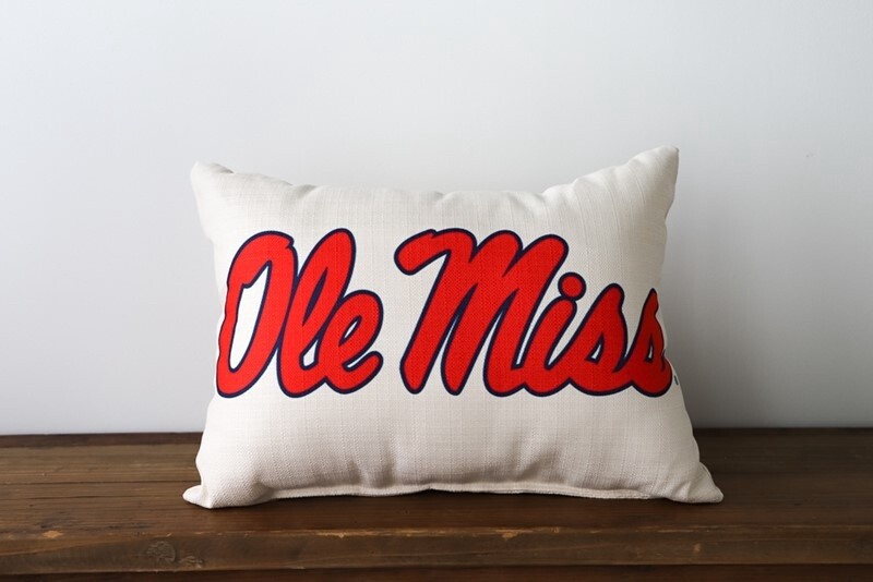 Ole Miss Pillow + Navy Piping