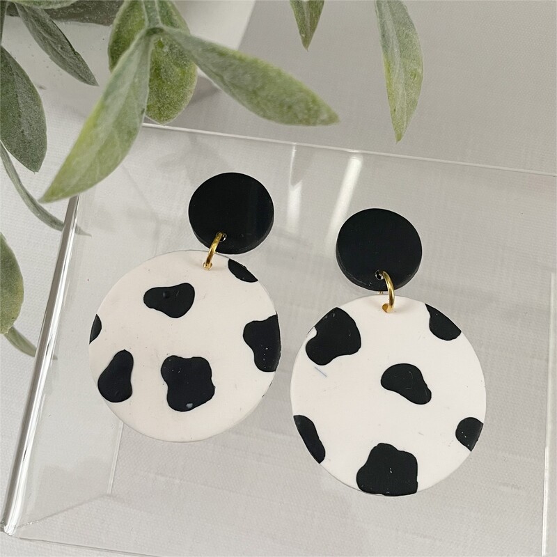 Cow Print Earrings (Circles)