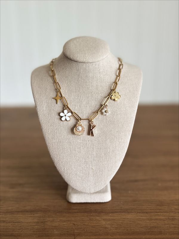 Gold + Pearl  Charm Necklace