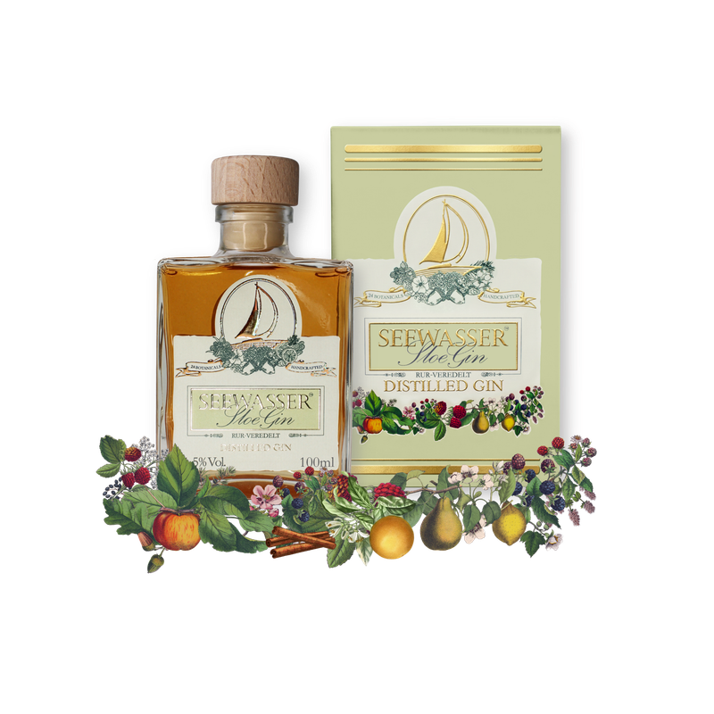 Seewasser Sloe Gin mit Geschenkverpackung 100ml/41,5% Vol. Seewasser Sloe Gin mit Geschenkverpackung 100ml/41,5% Vol.