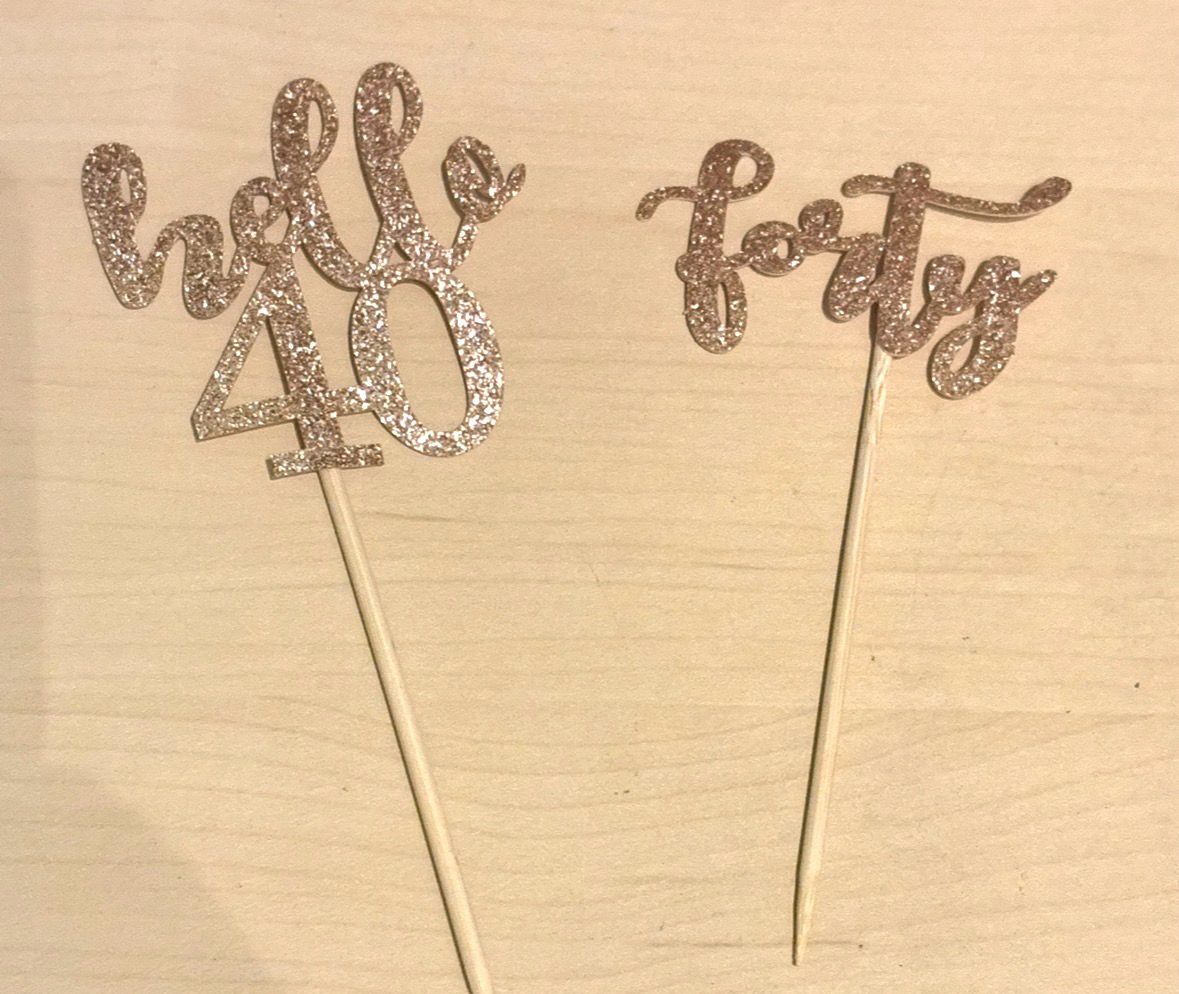 24 Birthday Cupcake Toppers Hello 40 & Forty