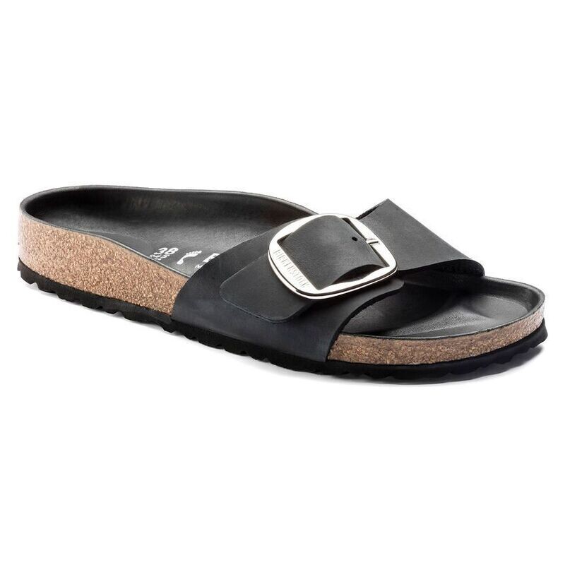Madrid Big Buckle Oiled Leather in Black