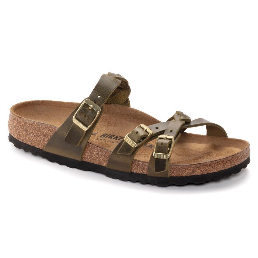 Franca - Oiled Leather in Olive Braided