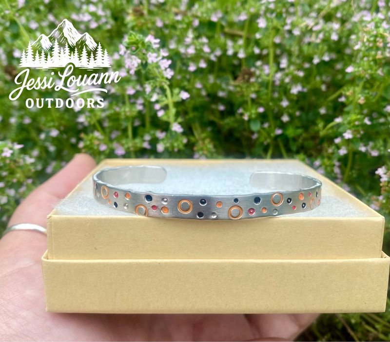 “Brown Trout” Hand Stamped Aluminum Cuff
