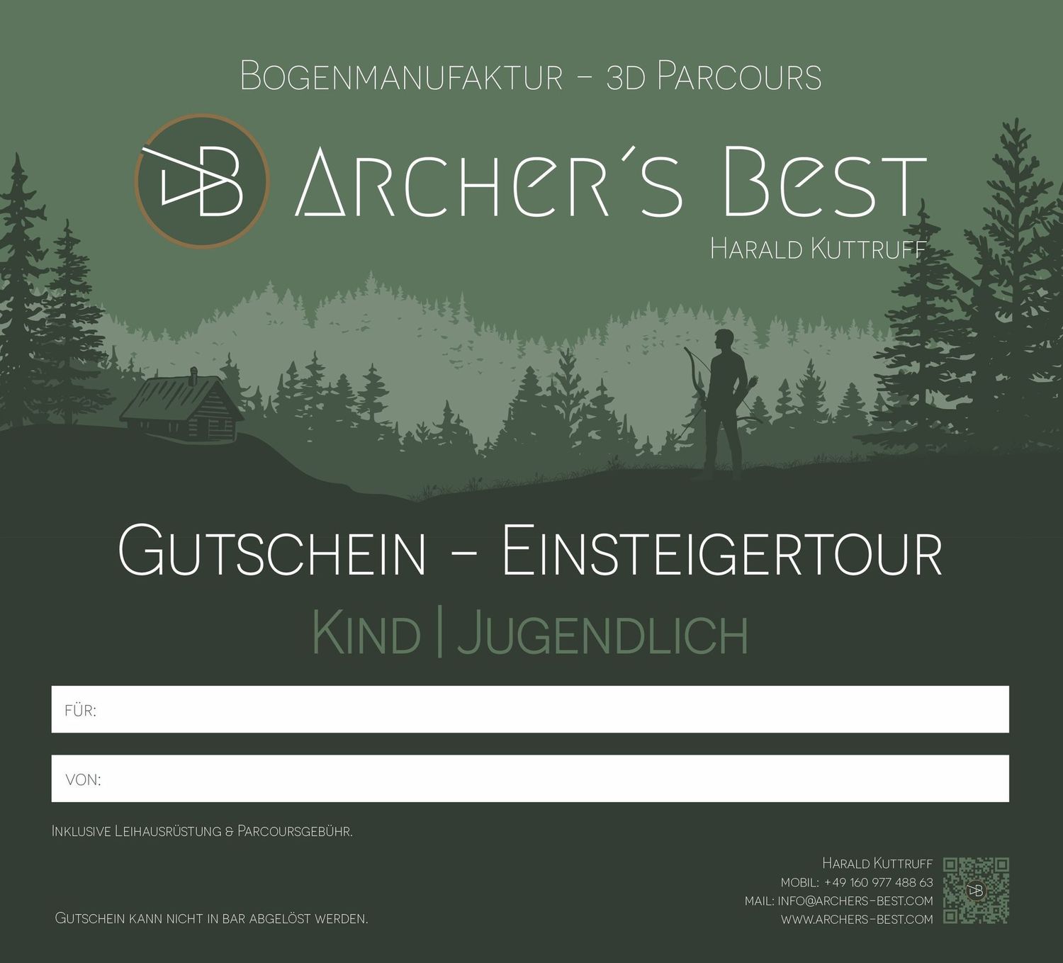 Gutschein Einsteigertour Kind/Jugendlich bis 17 Jahre 30 €