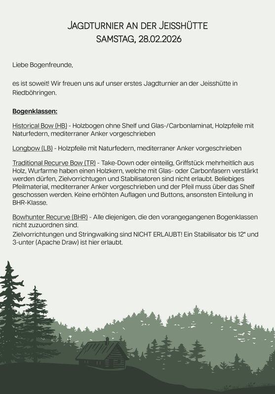 Anmeldung "Jagdturnier an der Jeisshütte " 28.02.2026