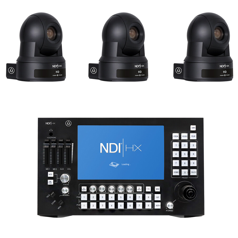 All in one NDI PTZ Switcher and Ptz Controller+ 3 PTZ Cameras