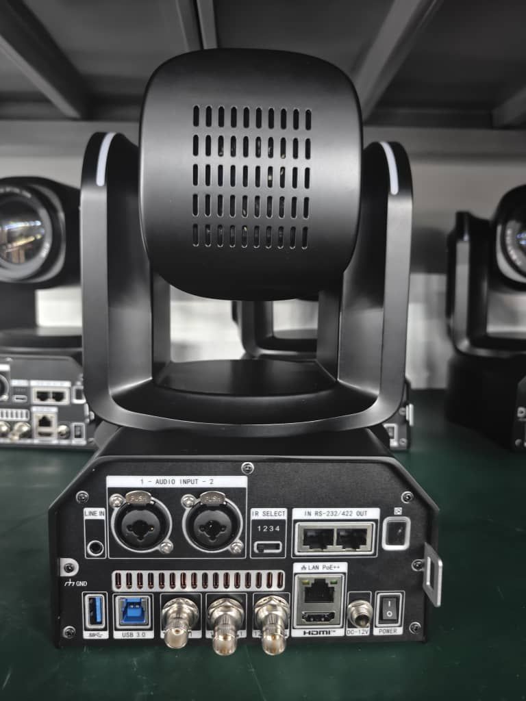 HDMI Interface	1 Line, HDMI：Version2.0
SDI Interface	1 Line, 3G-SDI
2 Line, 12G-SDI
USB Interface	1 Line, USB3.0, Type-A Socket
1 Line, UVC, Type-B Socket
Network Interface	1 Line, RJ45：1000M adaptive Ethernet port
Audio Interface	1 Line, Line In,3.5mm audio port
2 Line, AUDIO INPUT, XLR audio port
Serial Interface	1 Line, RS232 IN/OUT, up to 30 meters, VISCA/Pelco-D/Pelco-P protocol
1 Line, RS422, up to 1200 meters, VISCA/Pelco-D/Pelco-P protocol
Power Interface	IEC 60130-10 Type A
General Specifications
Tally Light	Support
Input Voltage	DC 12V
Input Current	Max.1.3A
Power Consumption	Max.15.6W
