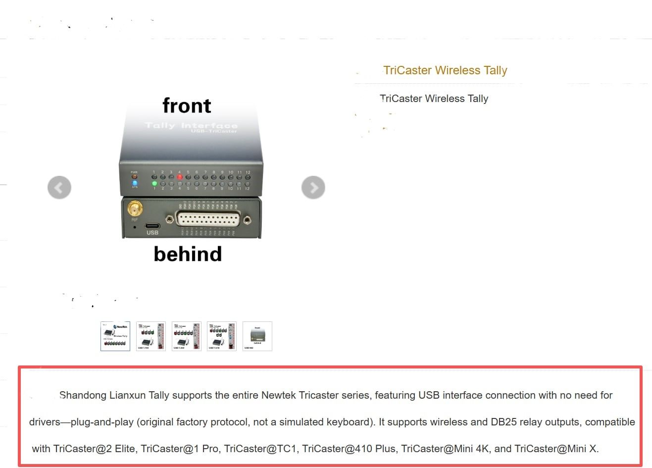 ​USB-4 TriCaster Wireless Tally