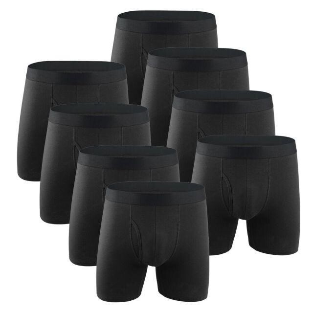 8Pcs Men Boxers Cotton Long Panties Underwear Solid Boxershorts
