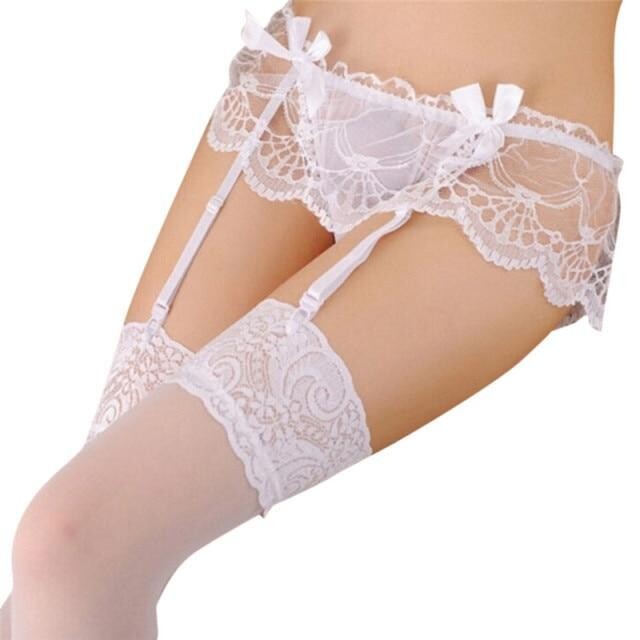 Women Lace Tighs High Stockings Erotic Lingerie Garter Pantyhose Sexy Stocking Set Sheer Garter Belt Stockings Hot