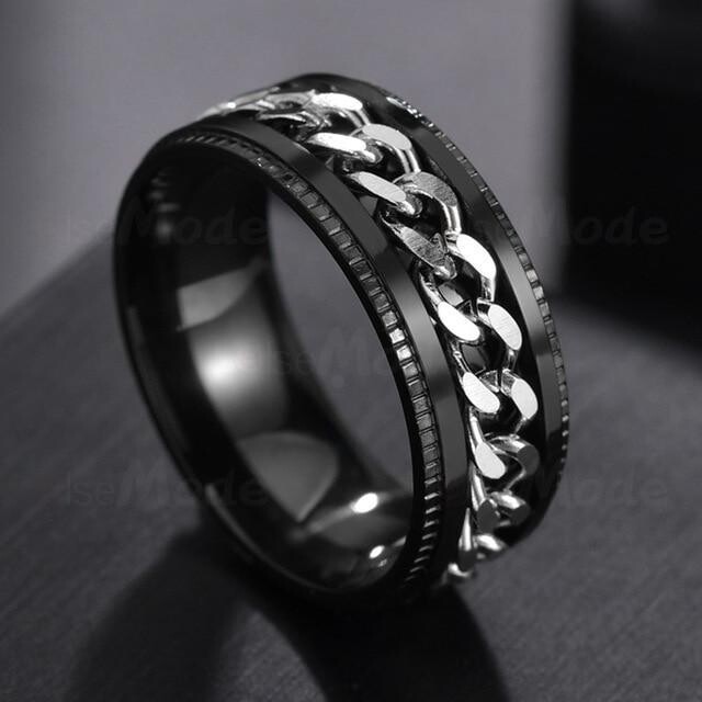 LETDIFFERY: Cool Stainless Steel Rotatable Ring Spinner Chain Punk Jewelry Unisex