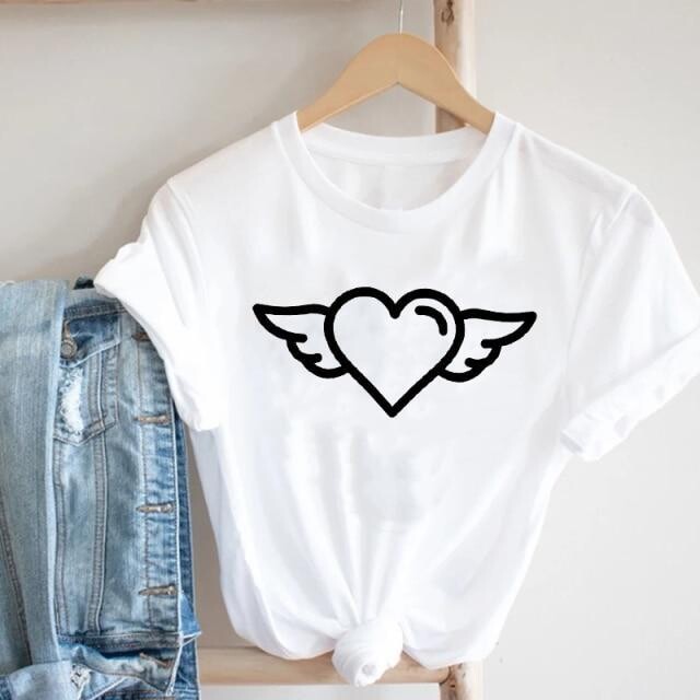 Women Printing Butterfly 90s Sweet Love Kawaii Valentine's Day Fashion Clothes Print Tee Top Tshirt Female Graphic T-shirt