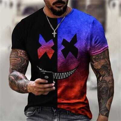 Xoxo Pattern Graphic T-Shirts Tee Men T Shirt Clothing Camisetas Tops Ropa Hombre Summer Streetwear Camisa Masculina Verano