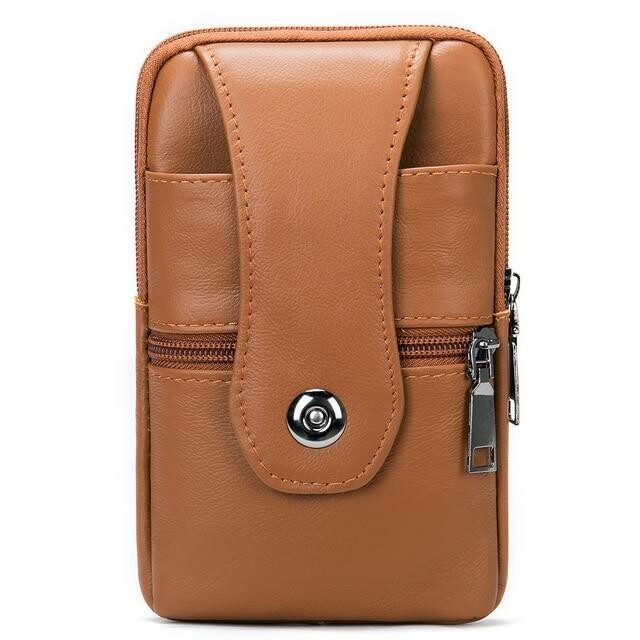 MVA Men Shoulder Messenger Crossbody Bag To Belt Man Fanny Casual Men's Waist Bags Leather Small Phone Pouch Cigarette Case 7488