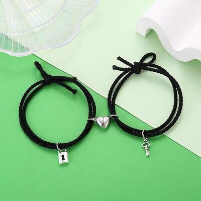 Magnetic Couple Bracelets For Lovers Lock Heart Minimalist Jewelry Gift