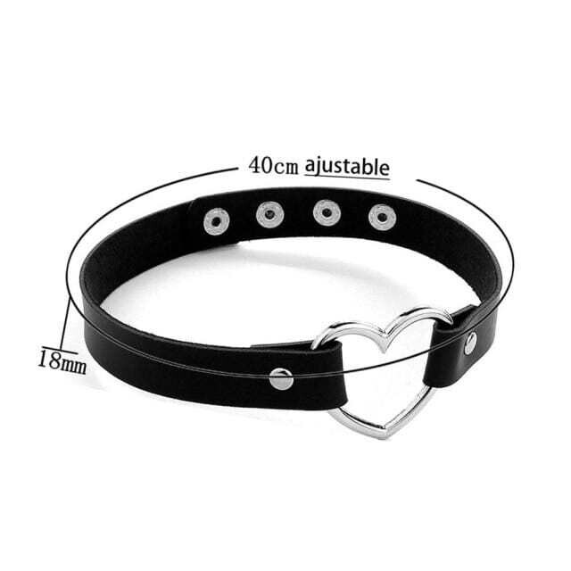 LOSS TOWER: Women’s Vintage Punk Rock Leather Choker Heart Gothic Necklaces