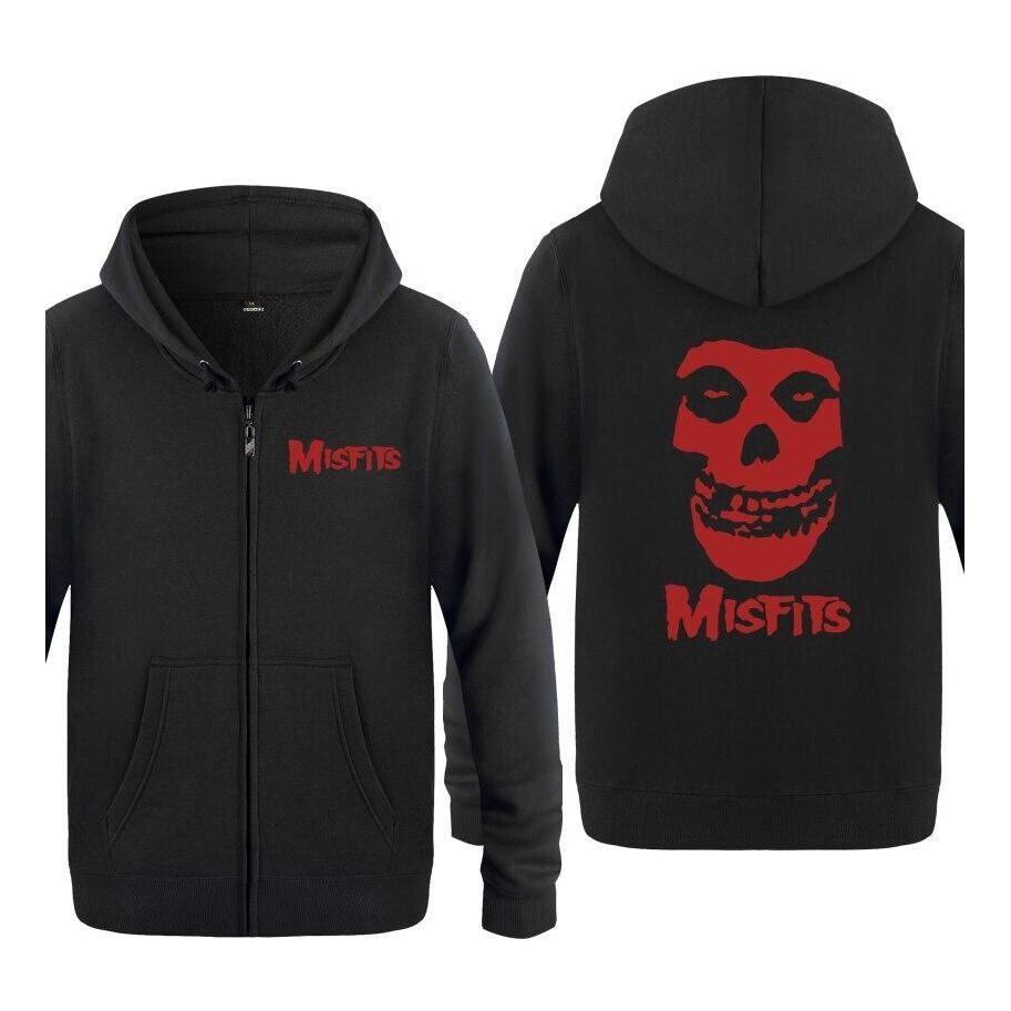 The Misfits Punk Rock Music Hoodie Sweatshirts Men Fashion Mens Zipper Jackets Hooded Fleece Hoodies Cardigans Coat