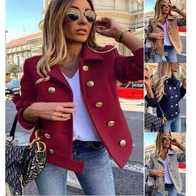Amazon Seller Wish Explosion models fall and winter repair long sleeve double buckle suit leader little coat