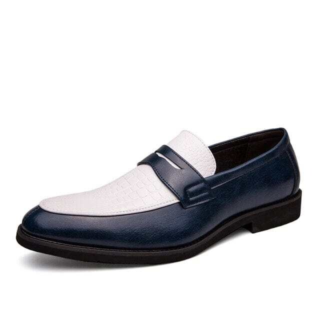 SIDDONS: Men’s Oxford Patchwork Upper Leather Loafer Dress Shoes