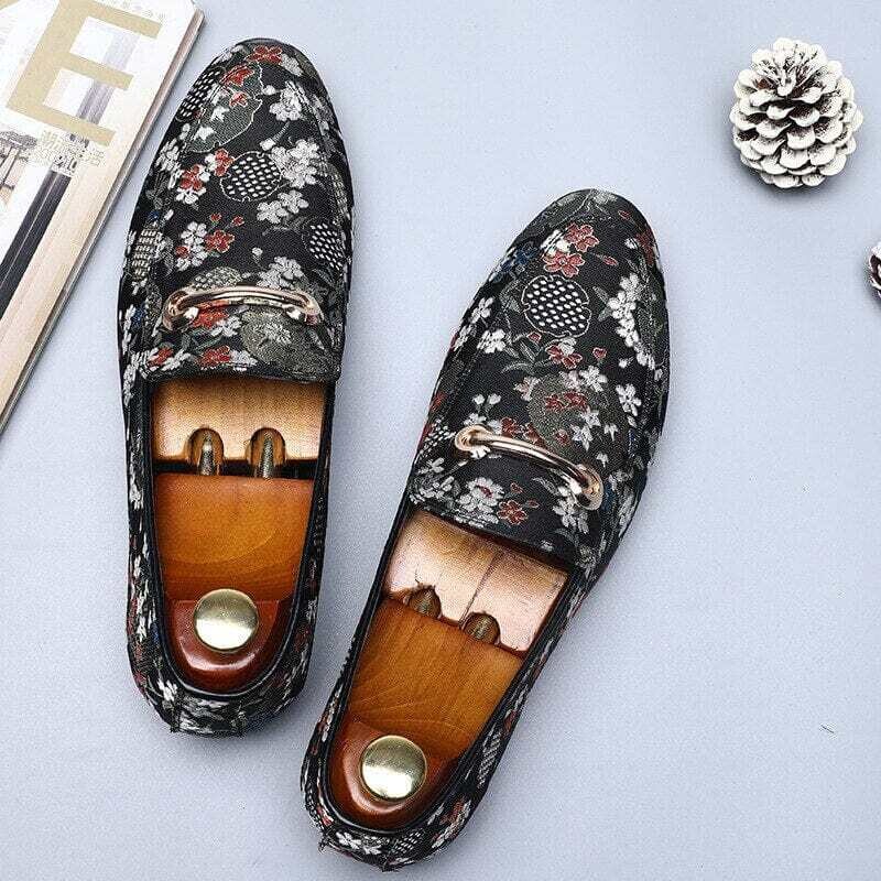 PHERON: Men’s Casual  Embroider Shoes Big Size 38-48 Flat Men’s Shoe Loofer