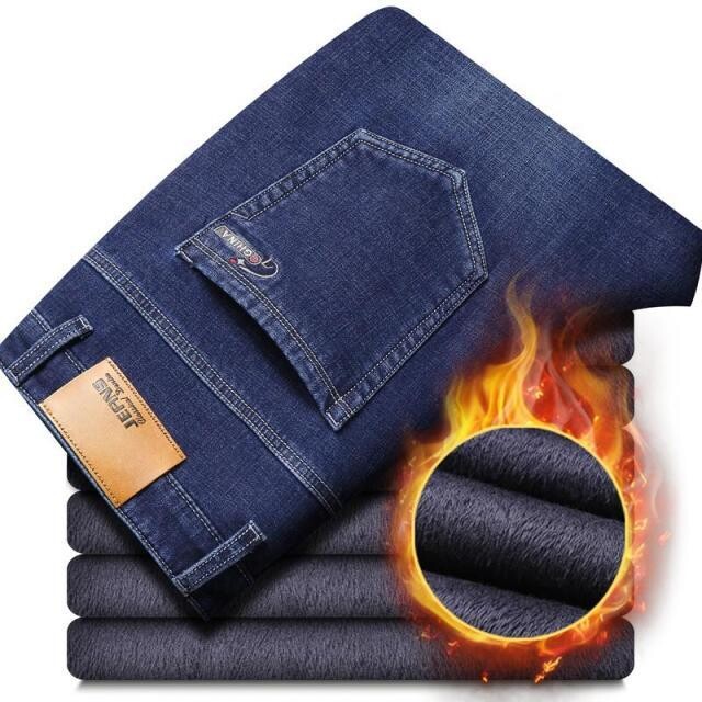SULEE: Men’s New Flocking Warm Soft Denim Jeans
