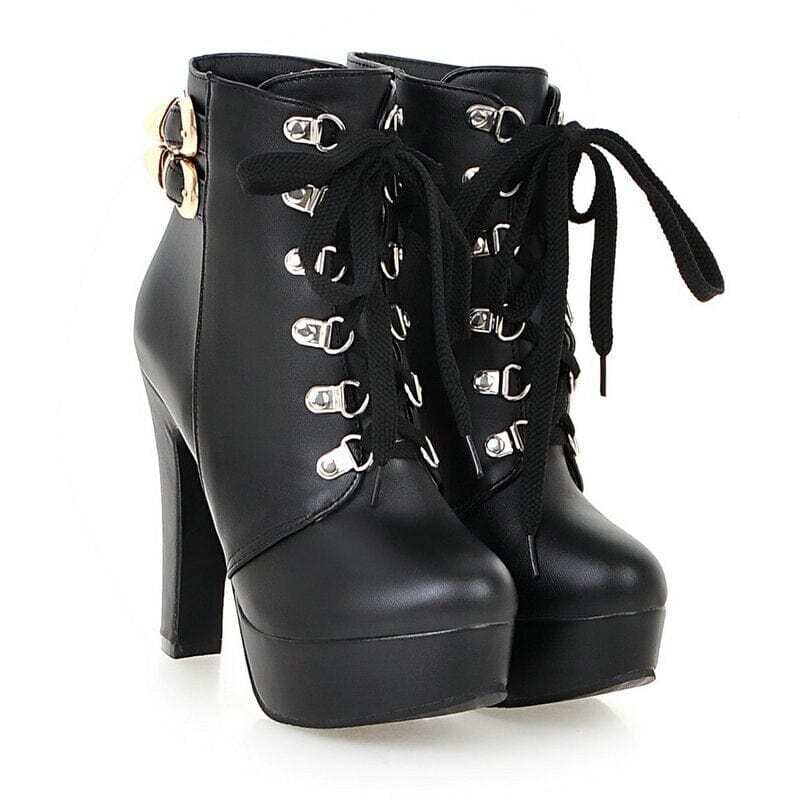 UVRCOS: Women's High Heel Thick With Martin Round Head Waterproof Platform Large Size Women's Boots