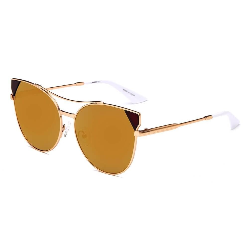 Women's Trendy Mirrored Lens Cat Eye Sunglasses, turn eyes, look great and stand out.